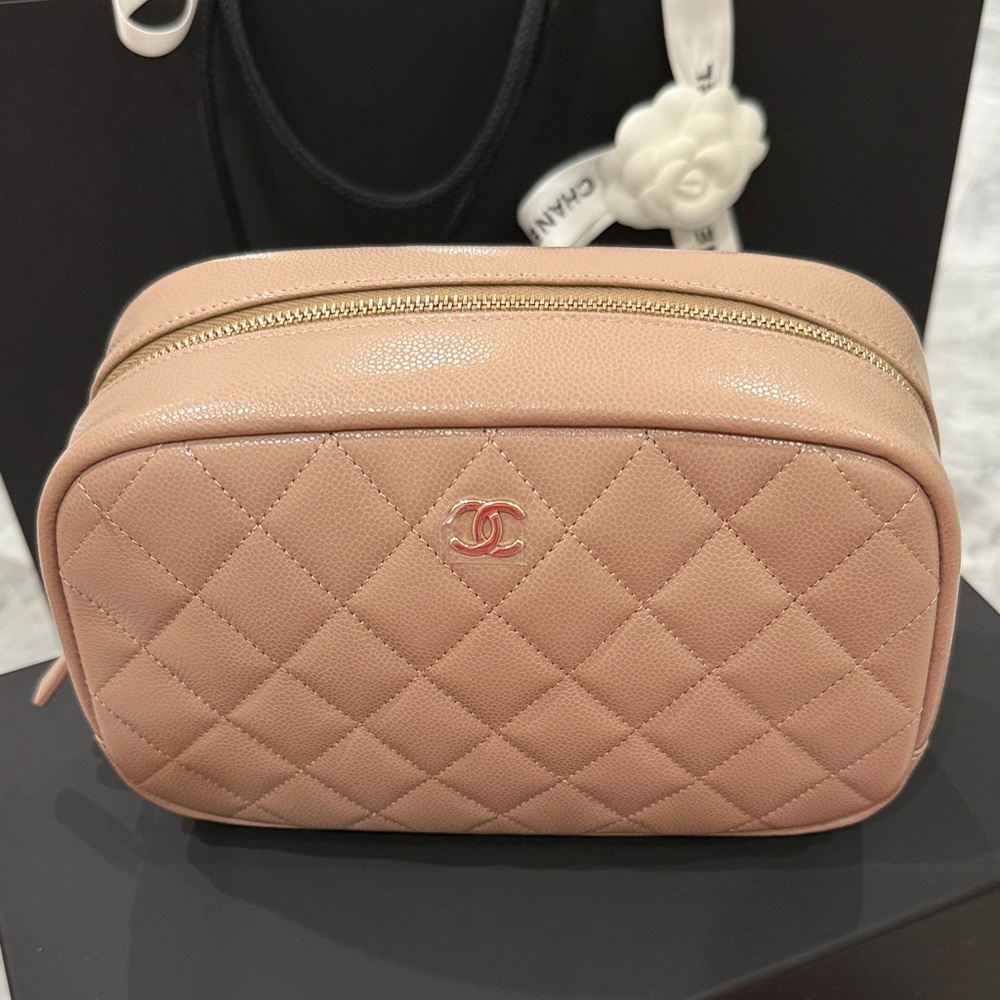 Chanel Blush Quilted Cosmetic Case